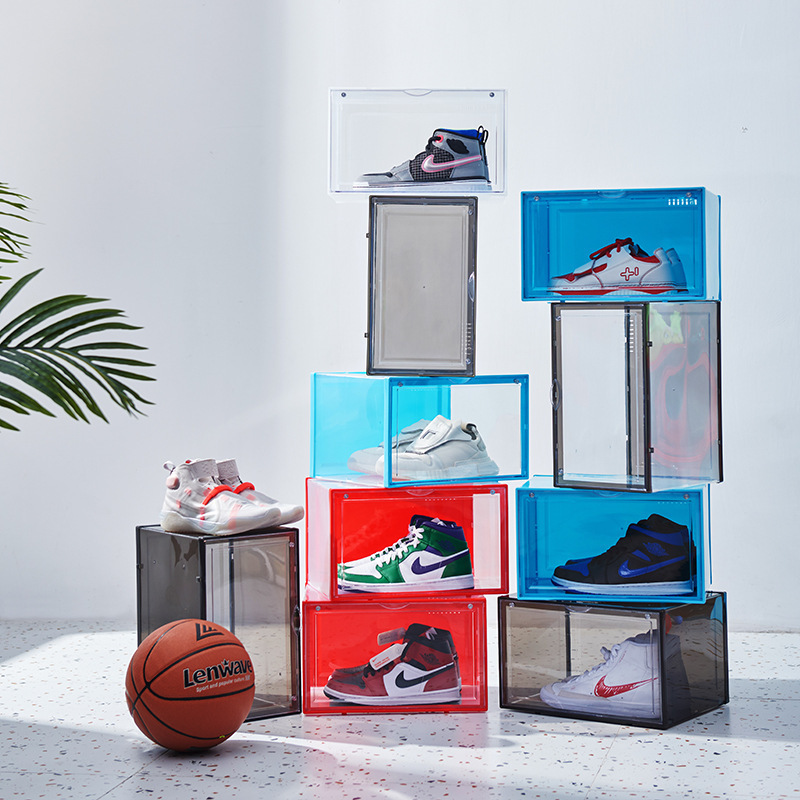 Factory wholesale Clear sneaker crates display Shoe Boxes Shoe Storage Box Acrylic transparent sneaker box stackable