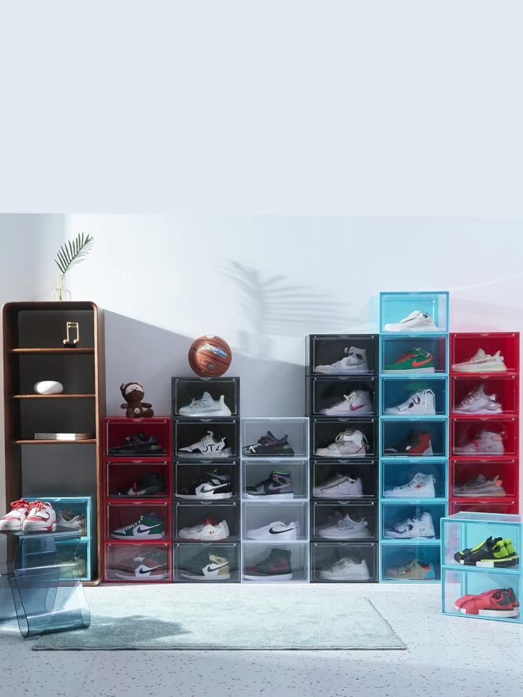 Factory wholesale Clear sneaker crates display Shoe Boxes Shoe Storage Box Acrylic transparent sneaker box stackable