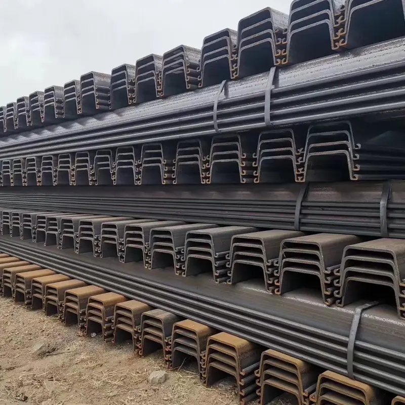 High quality 6m 12m Sheet Piling Cold formed U shape steel sheet pile for Building carbon sheet pile