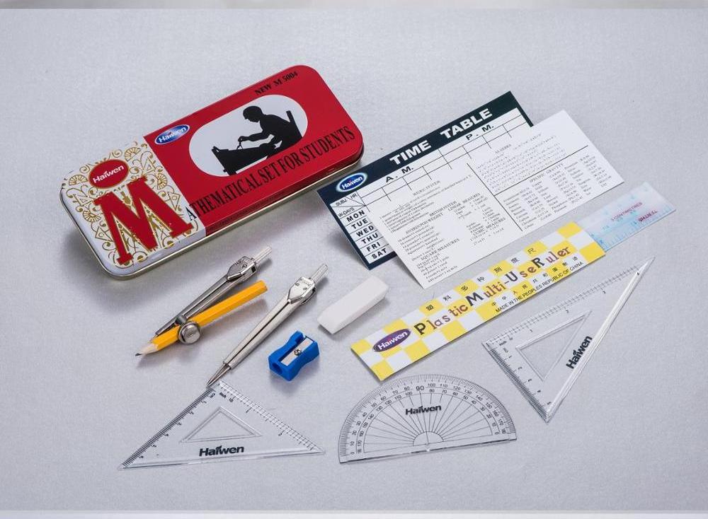 School Supplies math Stationery Kit - Geometry Compass, Protractor, Triangle Rulers, Eraser