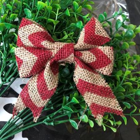 Christmas Tree Decoration DIY Crafts Handmade Jute Bows Natural Burlap Christmas Bows on Clips