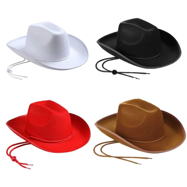 Haiwin Party Cheap Price Novelty Felt Western Cowboy Hat Plain Cowboy Hat with Adjustable Drawstring for Men Women