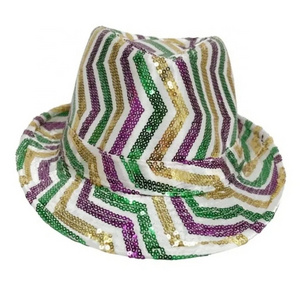 New Orleans Mardi Gras accessories Fleur De Lis Multi Colored Bling Sequin PGG Mardi Gras Fedora Hat