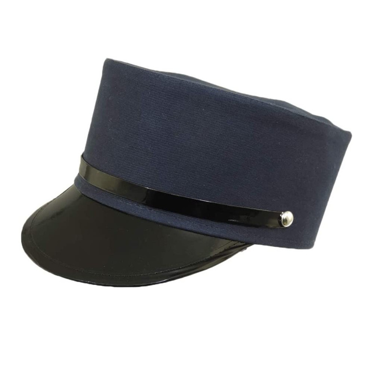 Occupational Navy Blue Engineer Train Conductor Hat with Black Vinyl Brim