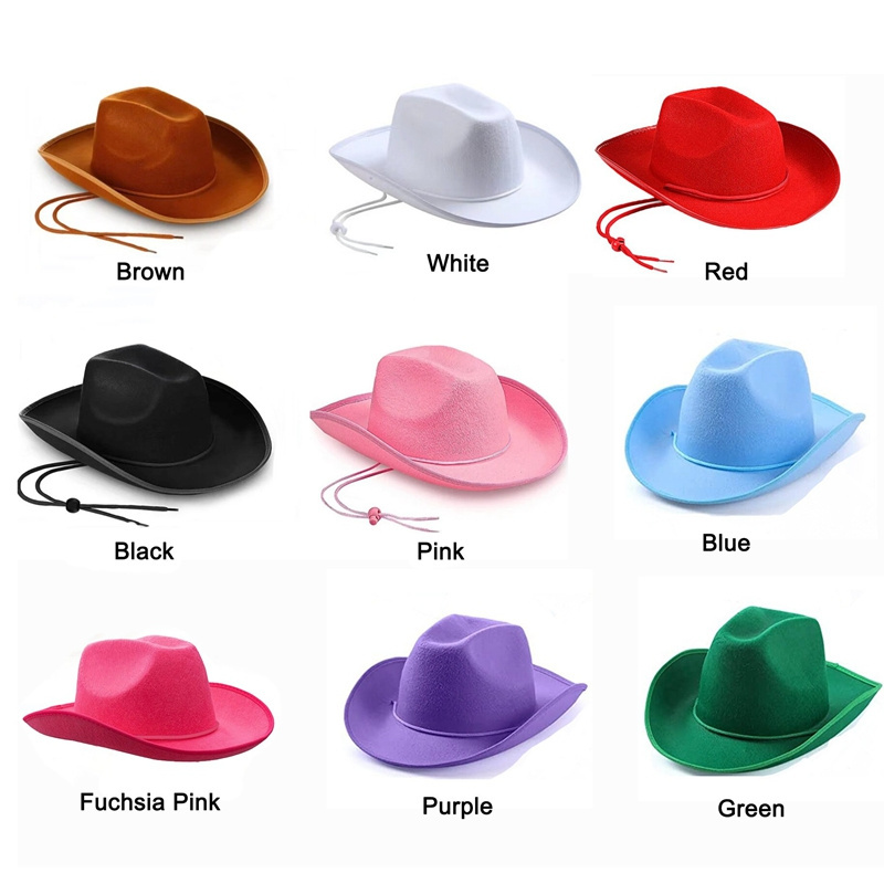 Haiwin Party Cheap Price Novelty Felt Western Cowboy Hat Plain Cowboy Hat with Adjustable Drawstring for Men Women