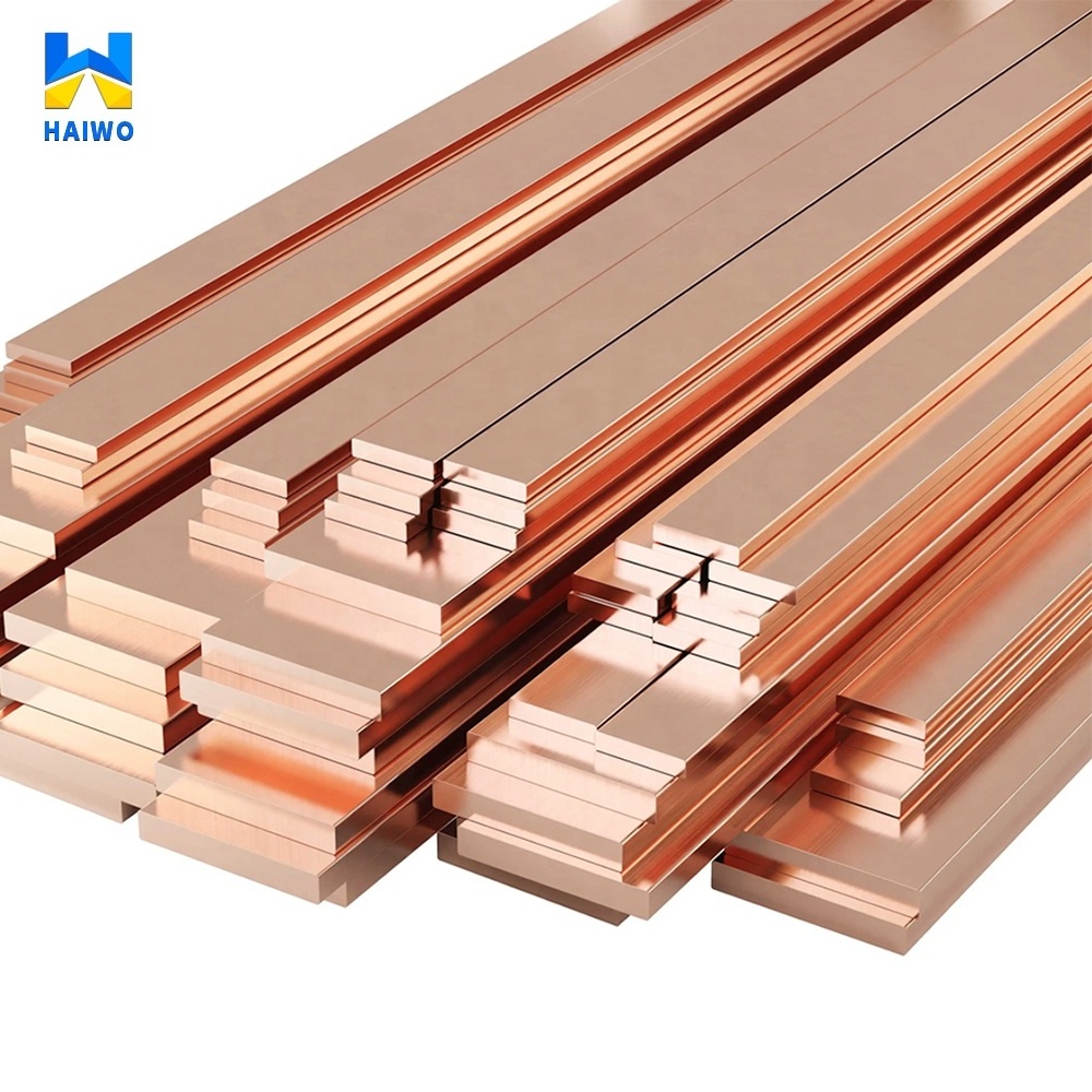 Haiwo sale 99.9% pure purple solid flat ground rods squared wire earthing Brass copper tin coated bus bar/bars price per kg