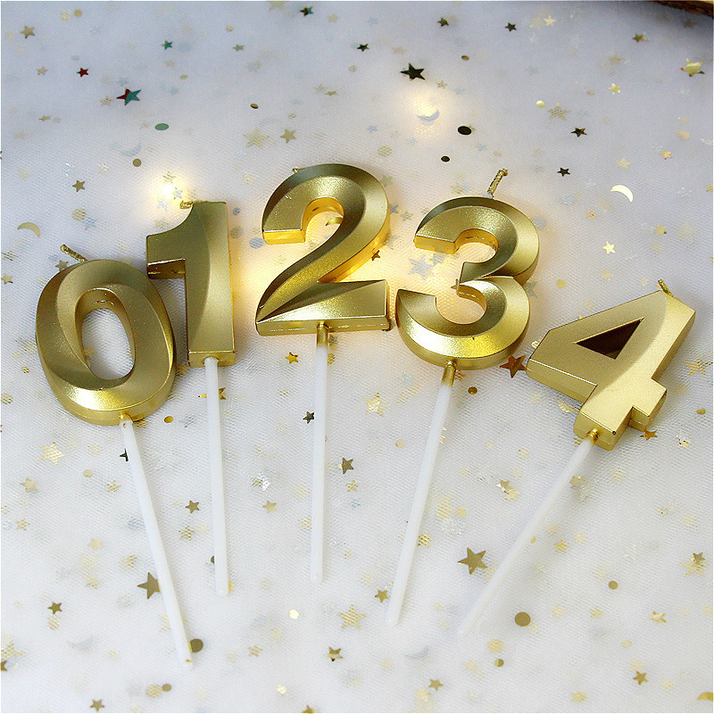 Birthday party decoration golden cake baking digital number happy birthday other luxury paraffin wax christmas candles