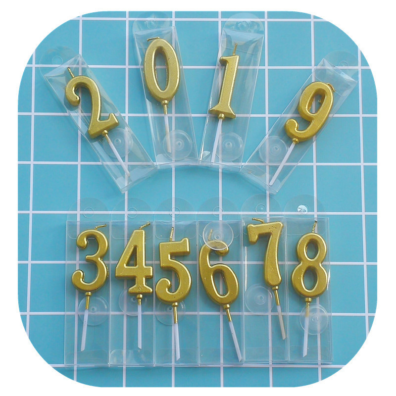 0~9 golden digital candles creative smokeless birthday candles PVC box paraffin wax numbers