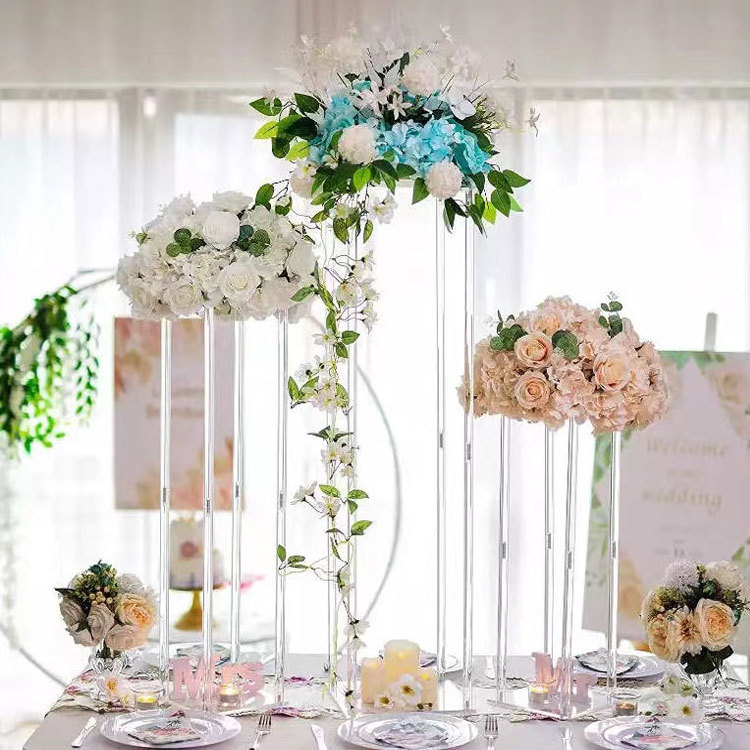 Clear Flower Stand Round Square Acrylic Candle Holder Wedding Walkway Decoration for Wedding Party Table Centerpiece