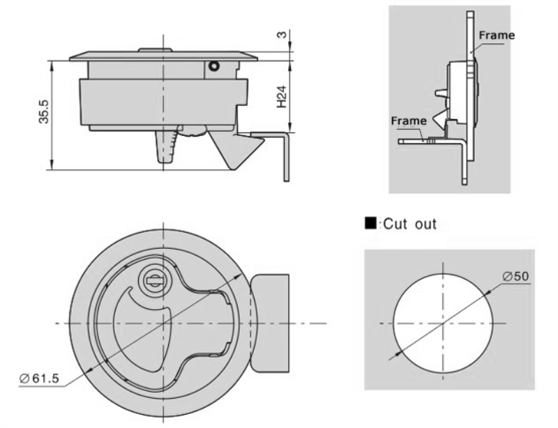 Haitan DK619-1Slam Latch Locking Lift Marine Boat Lock Cabin Lock Handle Flush Pull Latches