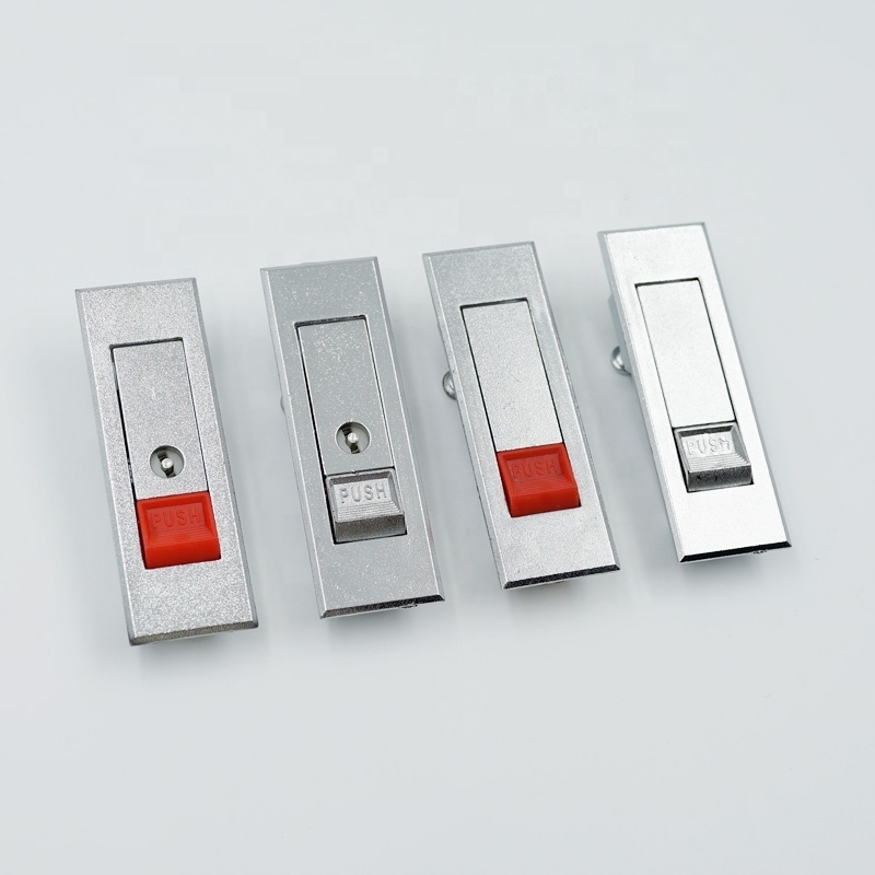 MS603 unlock sand blasting chromium plating red push button hidden electronic lock for cabinet