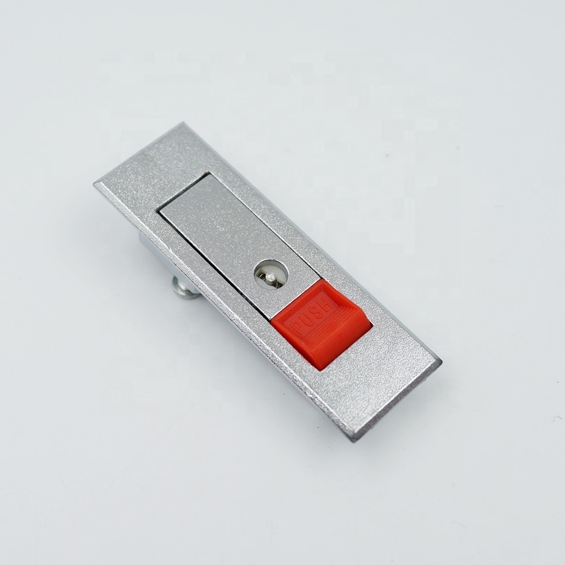 MS603 unlock sand blasting chromium plating red push button hidden electronic lock for cabinet