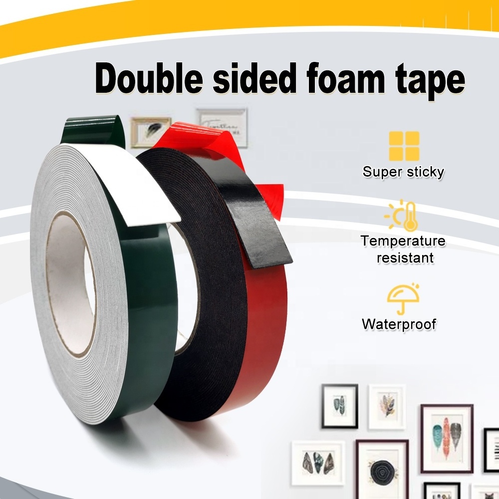 Double-sided foam mounting tape black coated acrylic adhesive pe double sided foam tape