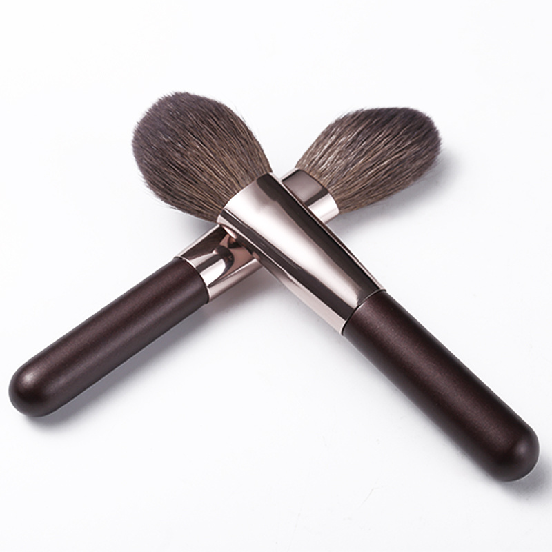 HXT-001C new style small synthetic fiber matte black wooden handle double-end portable 5pcs makeup brush set with storage case