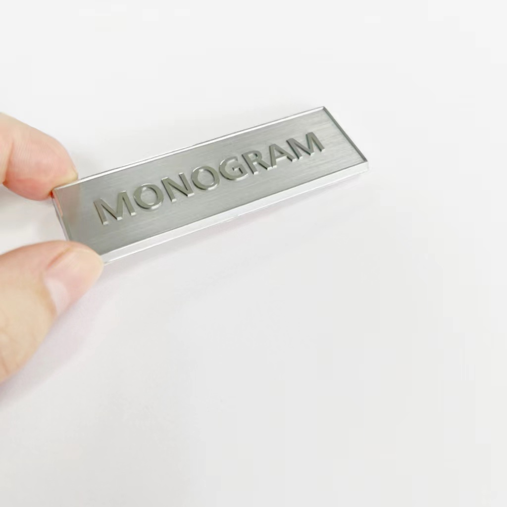 Custom Embossed Stainless Steel Metal Label Brushed Metallic Nameplate 3D Embossed Stainless Steel Name Plate