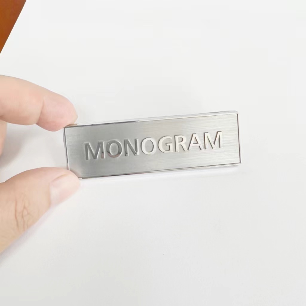 Custom Embossed Stainless Steel Metal Label Brushed Metallic Nameplate 3D Embossed Stainless Steel Name Plate