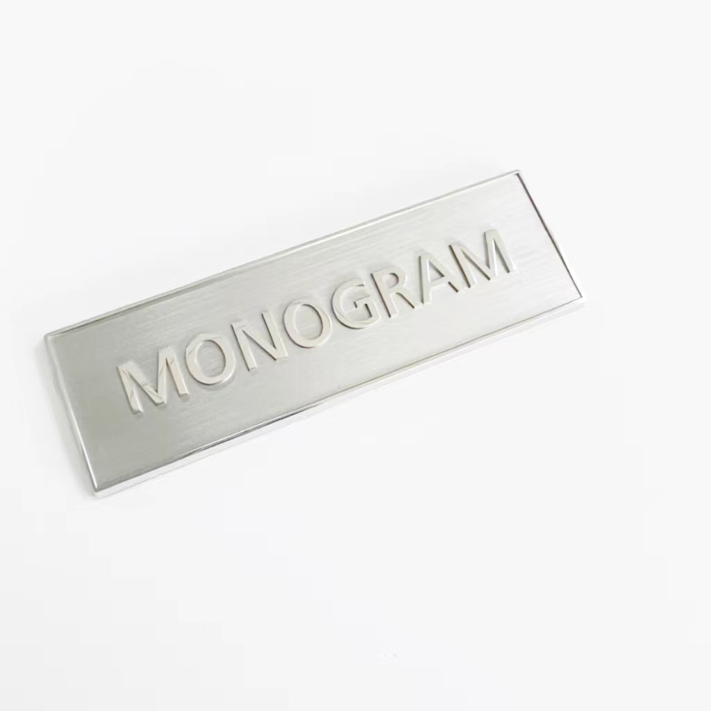 Custom Embossed Stainless Steel Metal Label Brushed Metallic Nameplate 3D Embossed Stainless Steel Name Plate