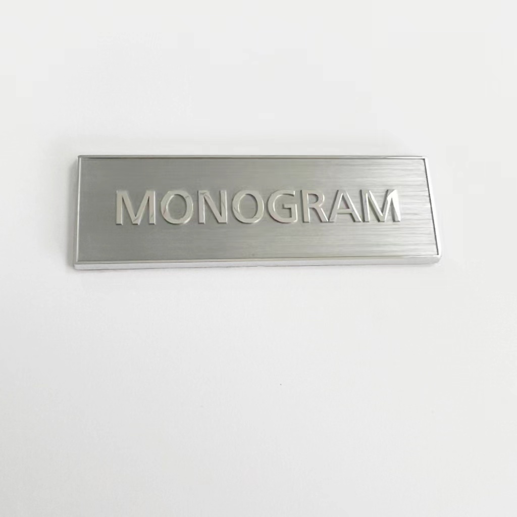 Custom Embossed Stainless Steel Metal Label Brushed Metallic Nameplate 3D Embossed Stainless Steel Name Plate