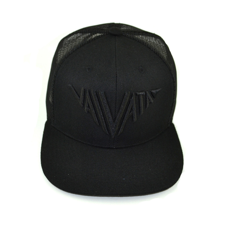 Custom 6 Panel Blank Snapback Hat,Plain Blank Black Trucker Cap,Mesh Trucker Hat