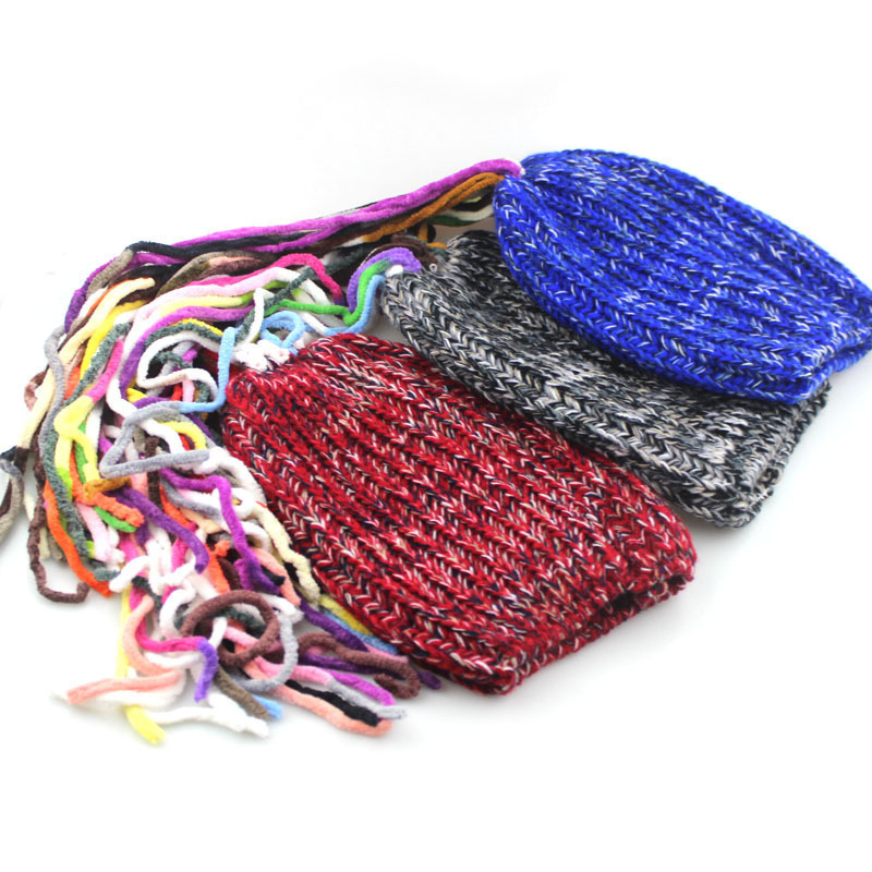 New personality dirty braid multi color hats beanie knit women wool hat hood winter hat