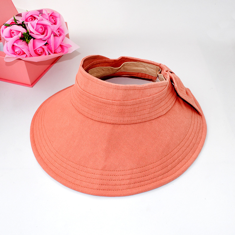 Summer Foldable Open Top Straw Sun Hat Bowknot Back Adjustable Breathable UV-Protection Wide Brim Beach Visor hats