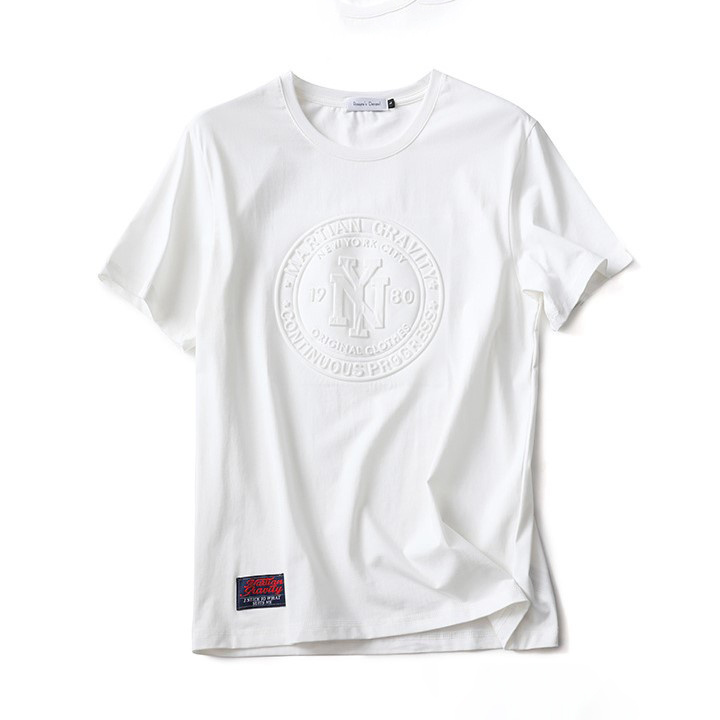 Custom Hot Sale Fashion Embossed Tee Cotton Men Organic Cotton White Oversize Plain Graphic Custom Embossed T Shirt