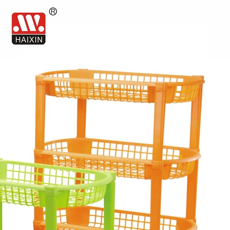 Haixing Wholesale Plastic Storage Rack for Home Storage Rack Trolley 3 Layers With Wheels