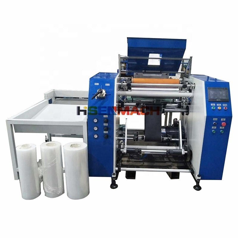 Fully automatic stretch film rewinder machine cling film slitter