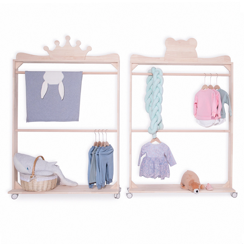 Cute style works for kids Kids Cloth Wooden Children Wardrobe Clothes Rack