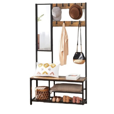 Bedroom Furniture Metal Clothes Rack With Shelf Home Furniture Clothes Shelf With Mirror Standing Coat Rack Shelf