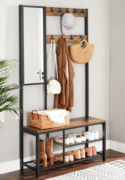 Bedroom Furniture Metal Clothes Rack With Shelf Home Furniture Clothes Shelf With Mirror Standing Coat Rack Shelf