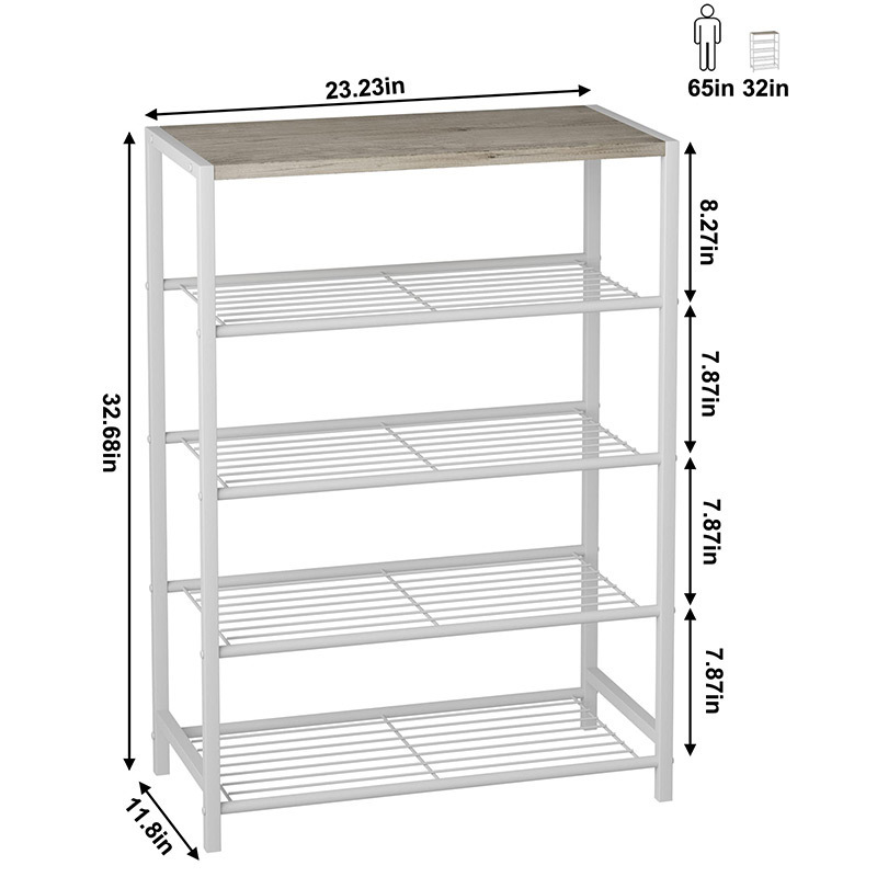 Simple Trend Stackable multilayer shoe rack with expandable and adjustable shoe organizer, wire mesh, black