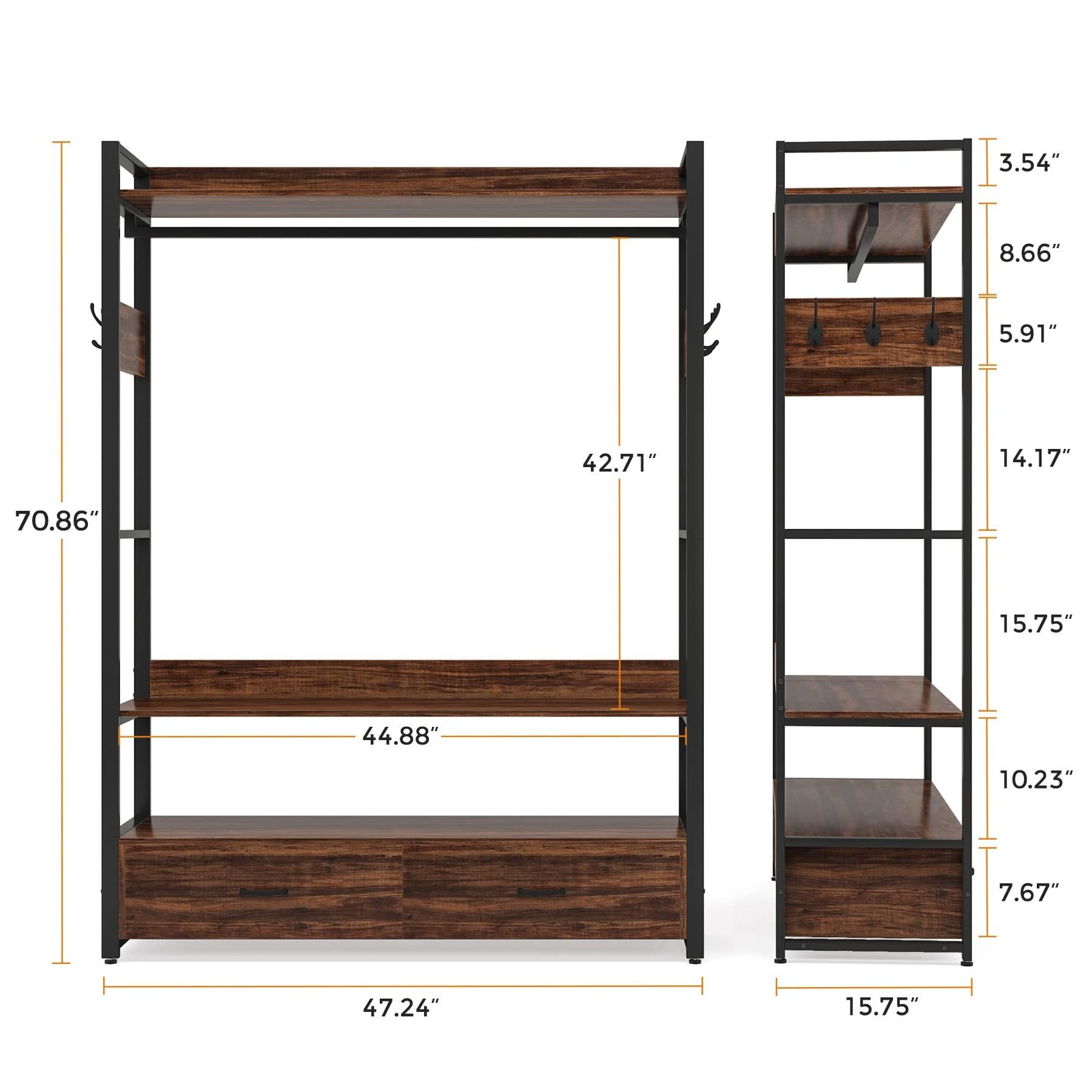 Freestanding Closet Sturdy Clothes Rack Hangers Standing Hat Coat Rack