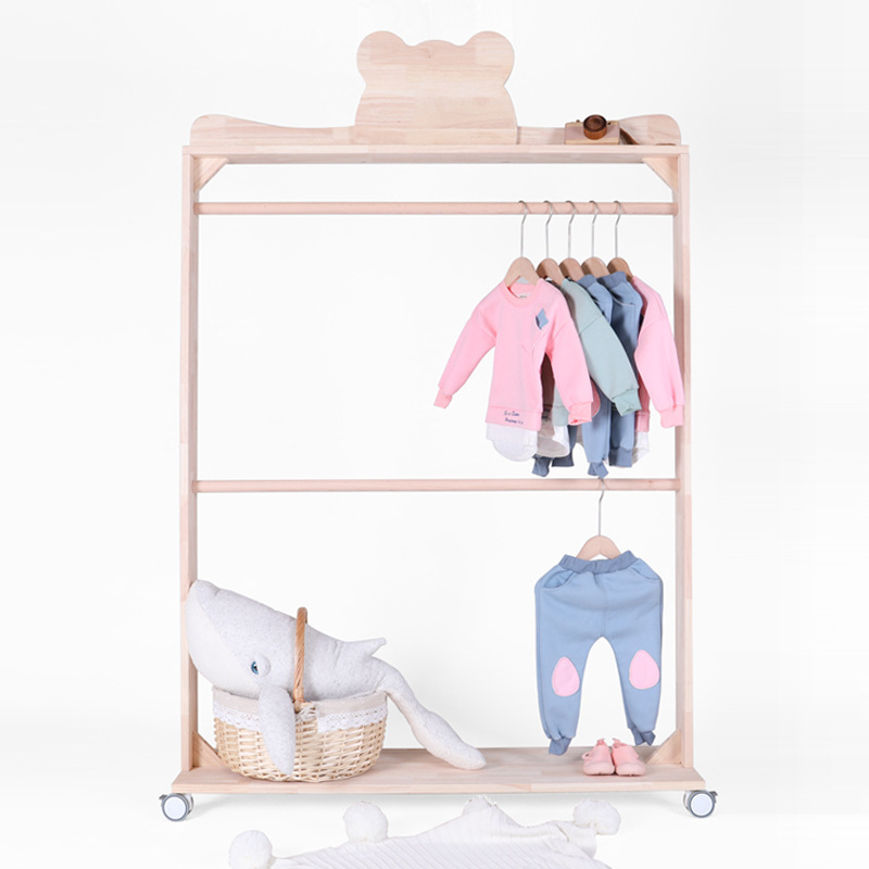 Cute style works for kids Kids Cloth Wooden Children Wardrobe Clothes Rack