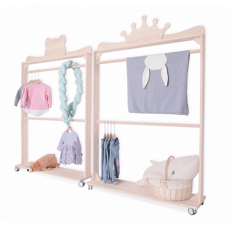 Cute style works for kids Kids Cloth Wooden Children Wardrobe Clothes Rack