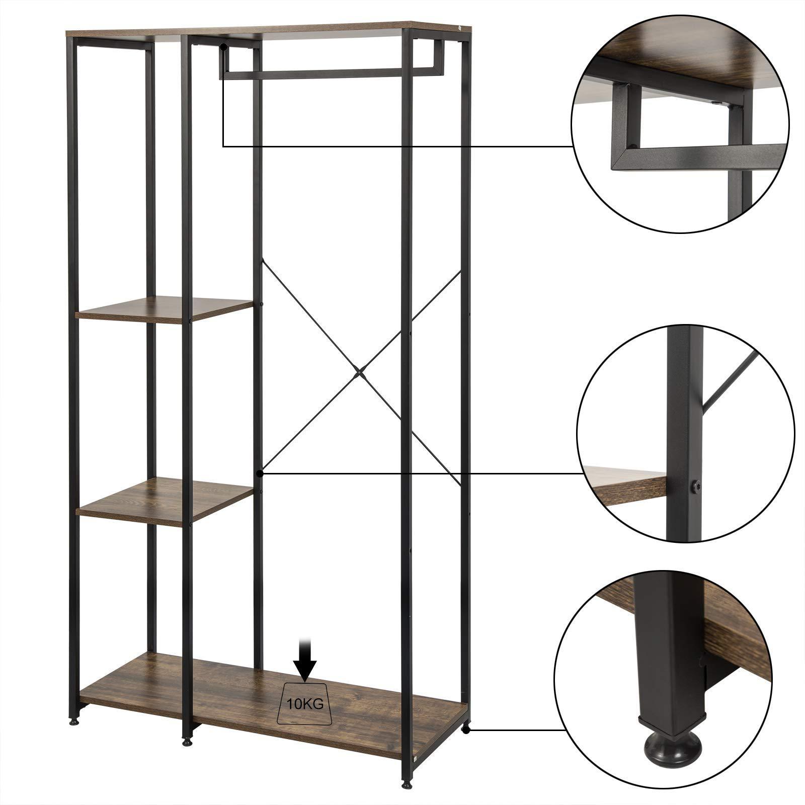 Tribesigns Freestanding Closet Organizer, Clothes Rack with Drawers and Shelves Garment Rack Hanging Clothing Wardrobe