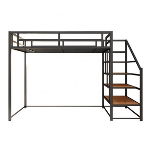 New Design Double Queen Size Good Quality Heavy Duty Steel Metal loft bed adult Wood  Bunk Bed