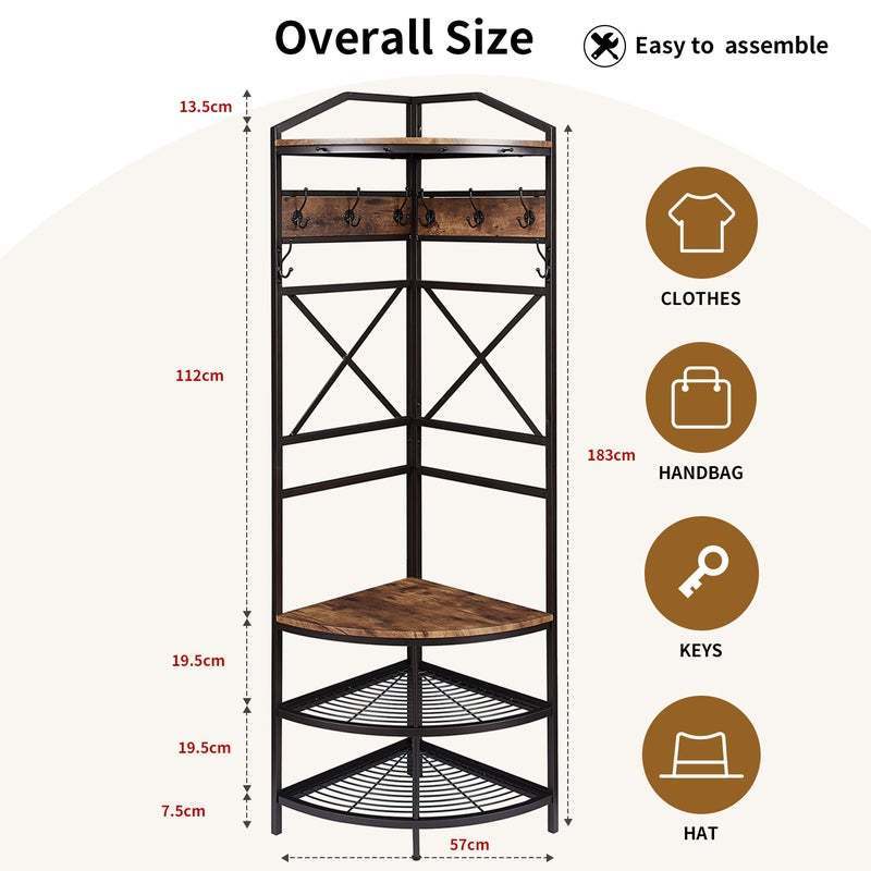 Metal corner coat rack  clothes stand hanger shelf storage coat rack