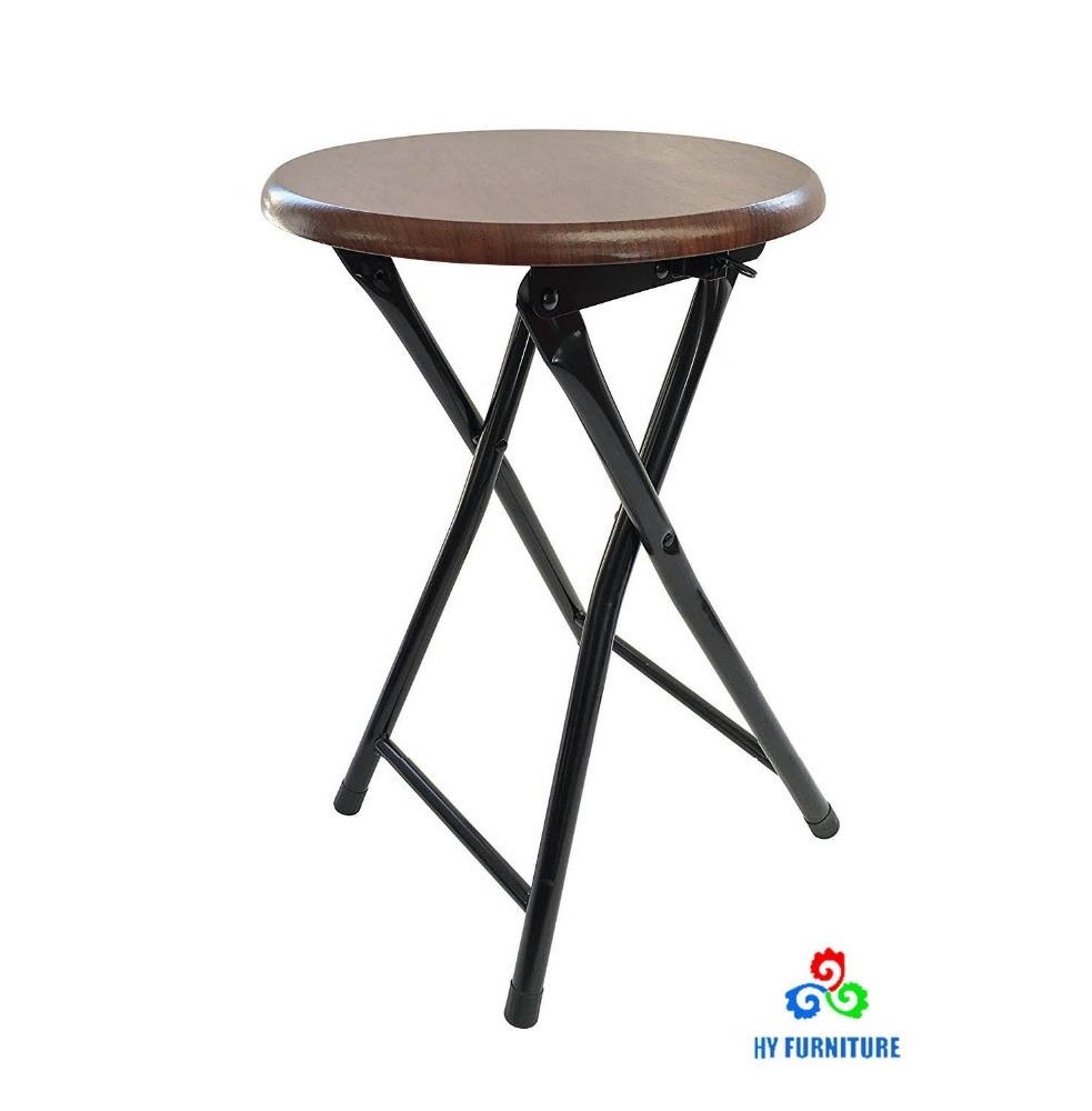 Cheap round folding stools steel frame wood folding stools supplier