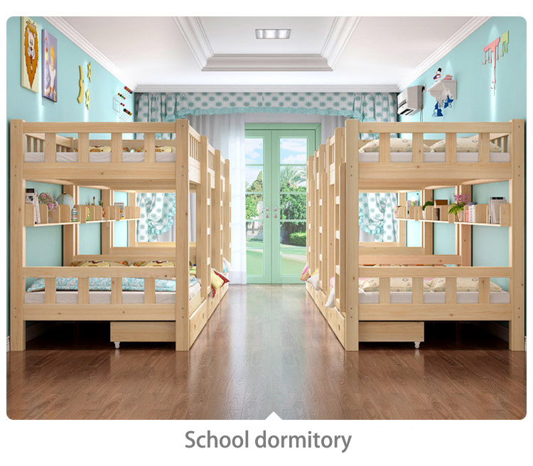 High Quality Durable Kindergarten Wooden Bunk Bed Children Double Deck Bed For Sale