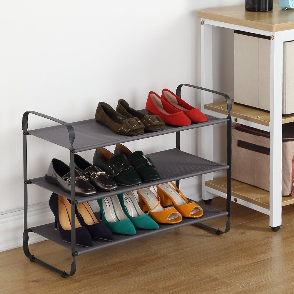 3 tier non-woven fabric shoe rack with metal frame powder coated