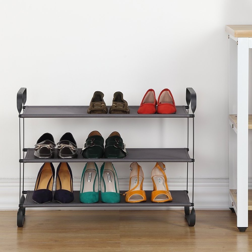 3 tier non-woven fabric shoe rack with metal frame powder coated