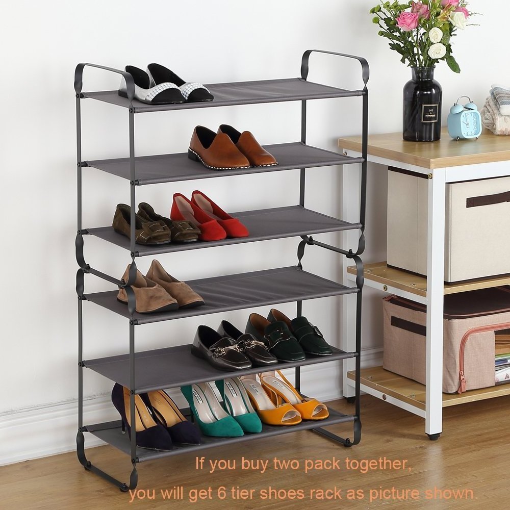 3 tier non-woven fabric shoe rack with metal frame powder coated