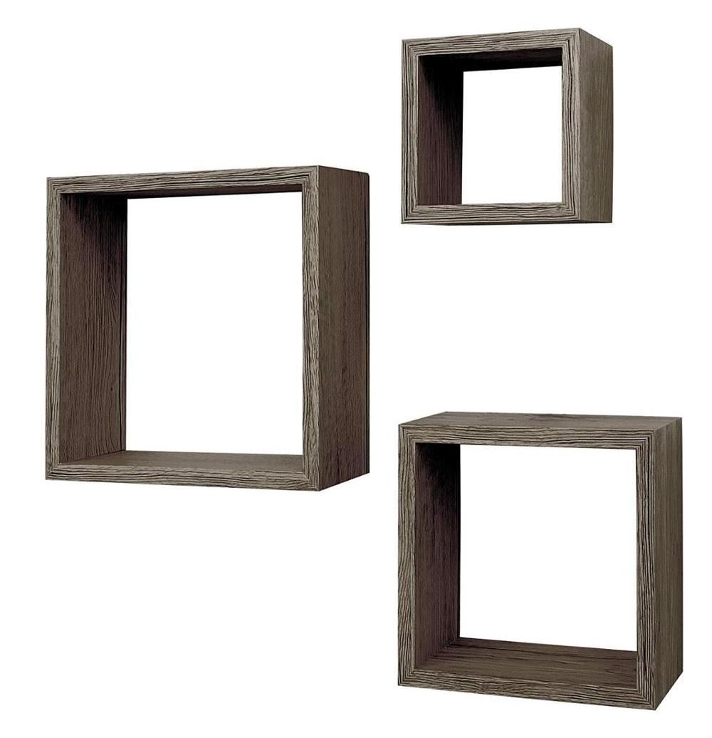 Modern Style Square Floating Wall Shelf Set of 3 Square Storage Customized Living Room Furniture Panel Floating Tv Wood Shelf