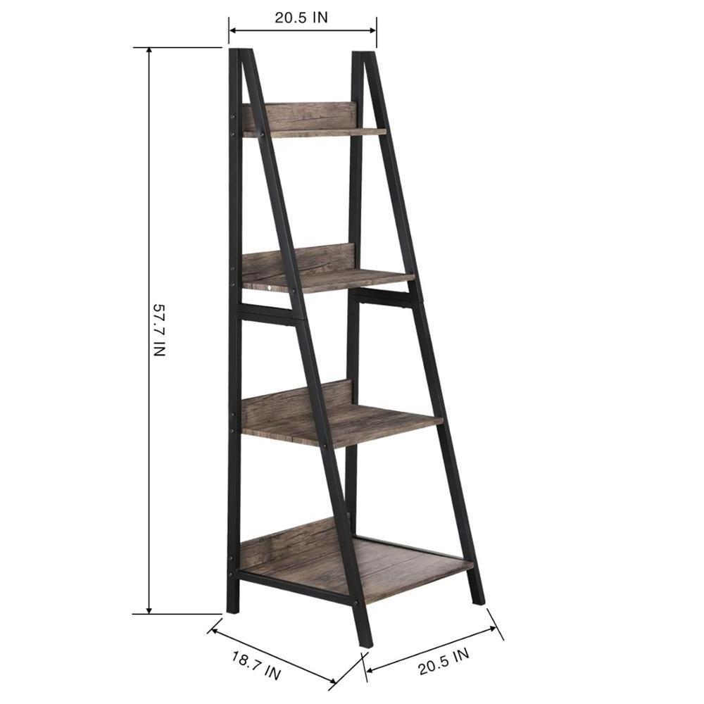 Ladder Shelf 4 Tier Bookcase Metal and Wood Bookshelf saving space Home Office Storage Rack Shelf Plant Stand