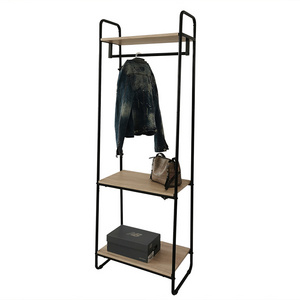 Industrial Wooden Hall Tree Entryway Coat Rack with Storage Shelf