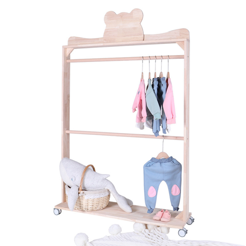 Cute style works for kids Kids Cloth Wooden Children Wardrobe Clothes Rack