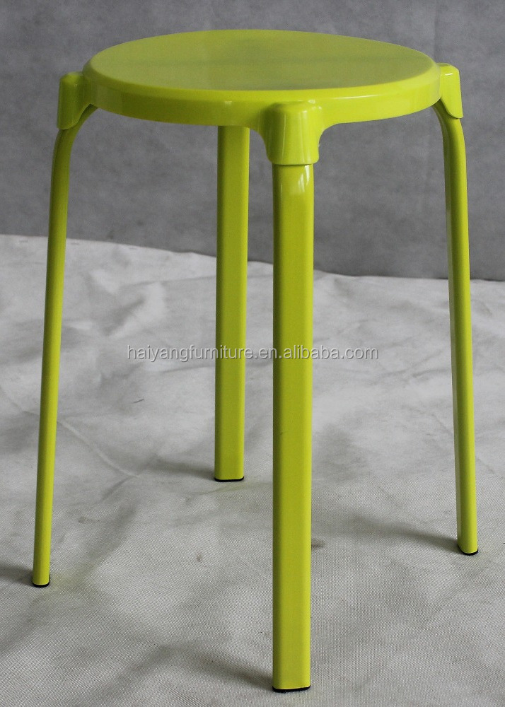 Colorful stackable garden stools outdoor plastic stools with metal legs