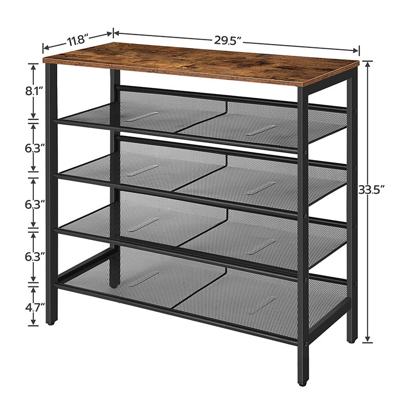 6-layer Metal Shoe Rack with adjustable Storage Organizer with versatile Hooks, Stackable Storage Boots and Shoes,