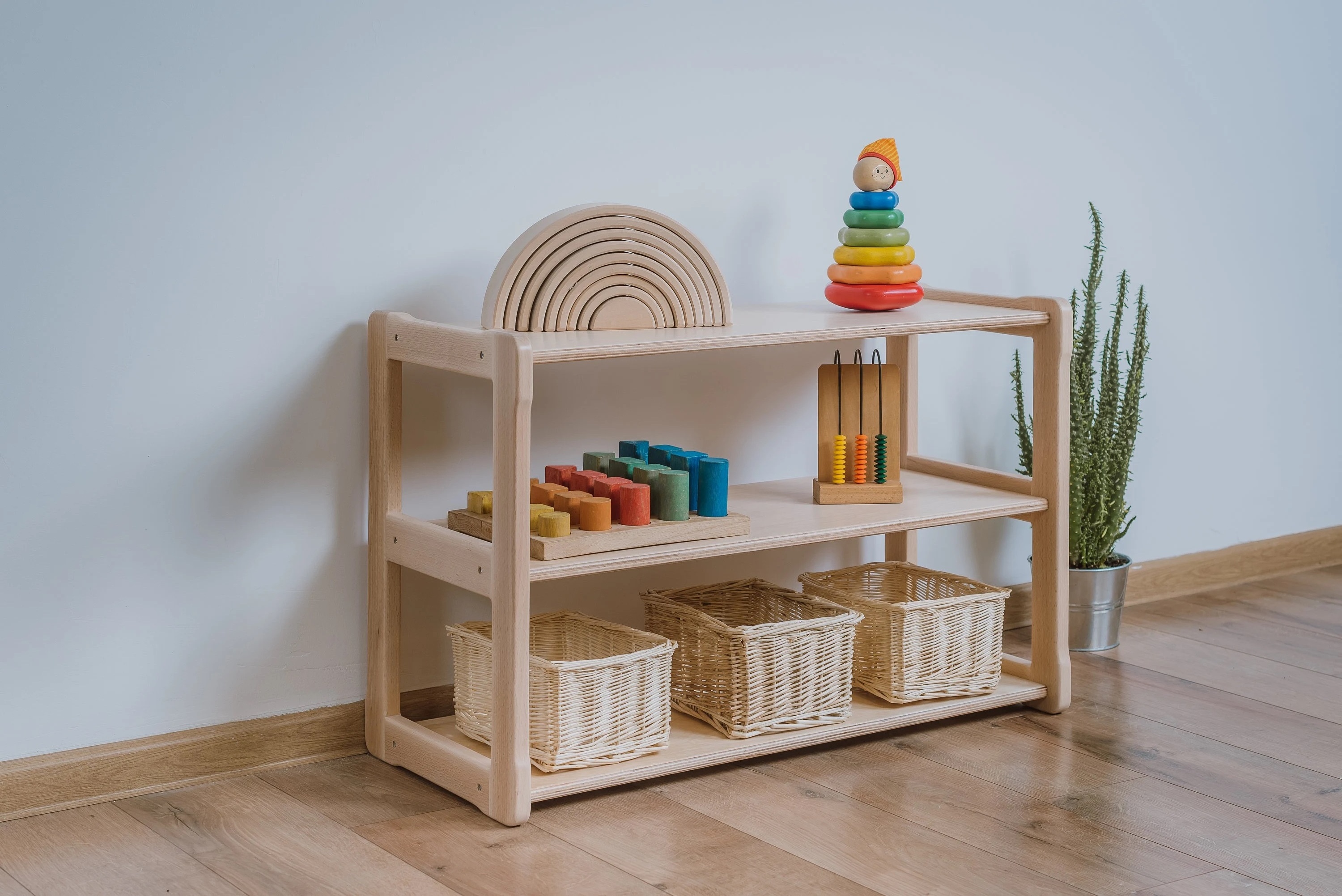 Children Toys Industrial Wooden Kids Bookshelf Book Toy Storage Cabinets Rack Shelf